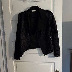 Lola & Sophie Textured Black Cropped Moto Jacket